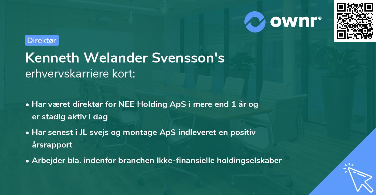 Kenneth Welander Svensson's erhvervskarriere kort