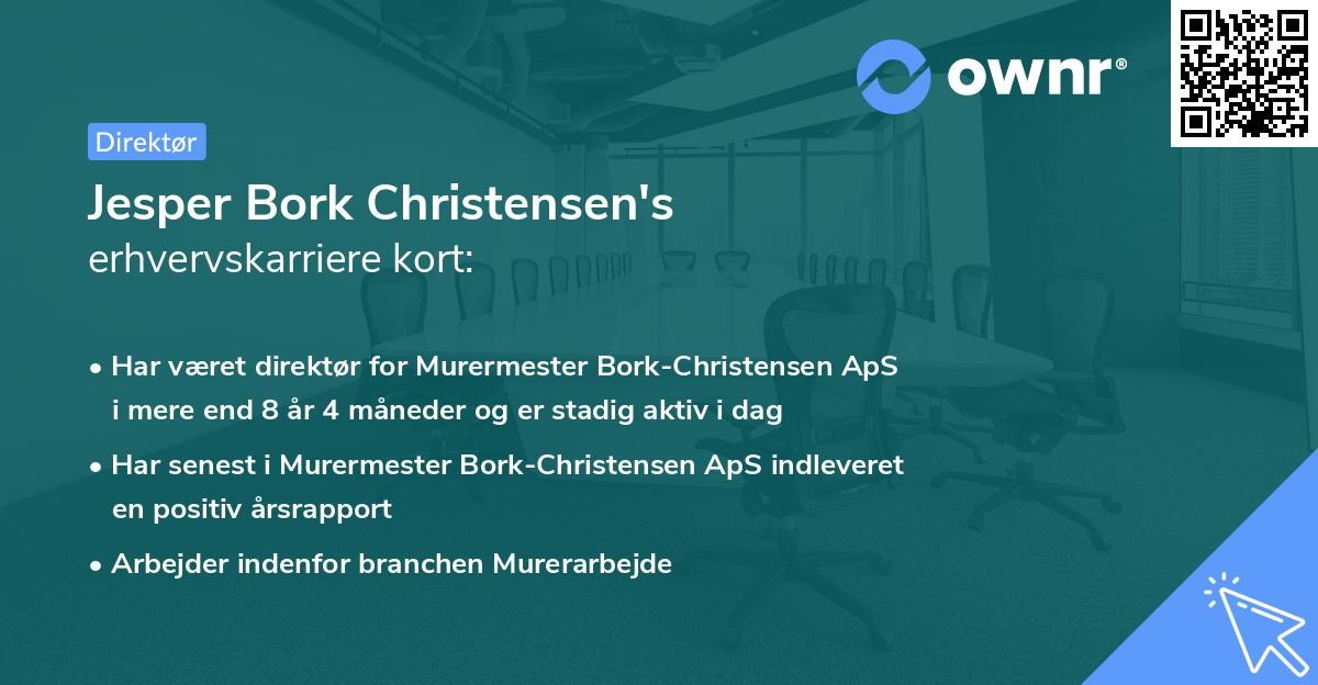 Jesper Bork Christensen's erhvervskarriere kort