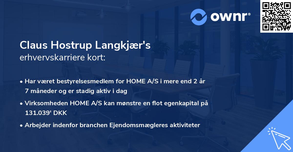 Claus Hostrup Langkjær's erhvervskarriere kort