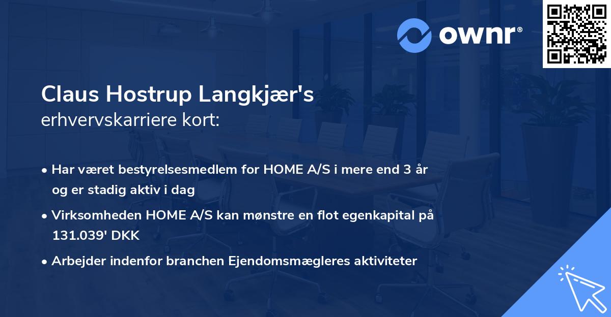 Claus Hostrup Langkjær's erhvervskarriere kort