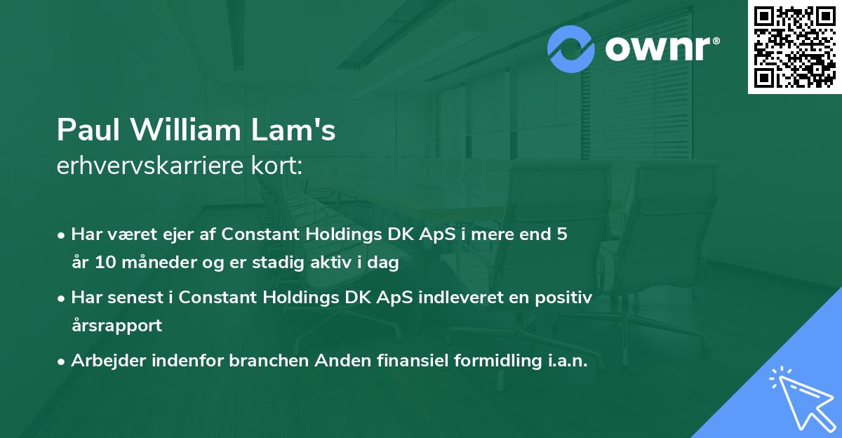 Paul William Lam's erhvervskarriere kort