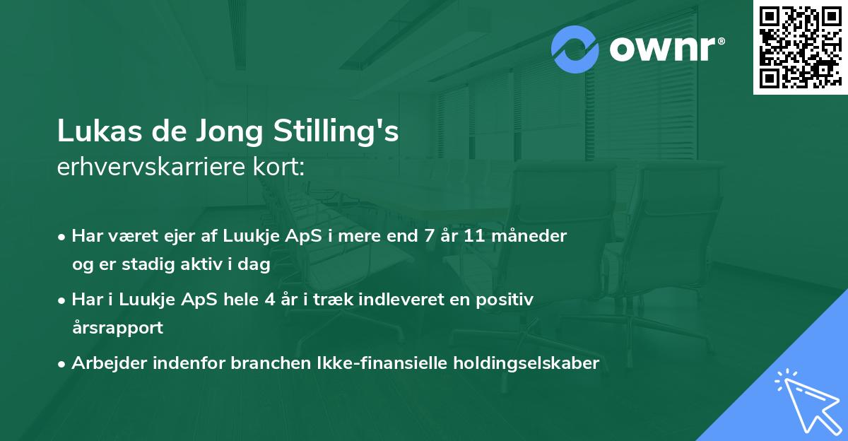 Lukas de Jong Stilling's erhvervskarriere kort