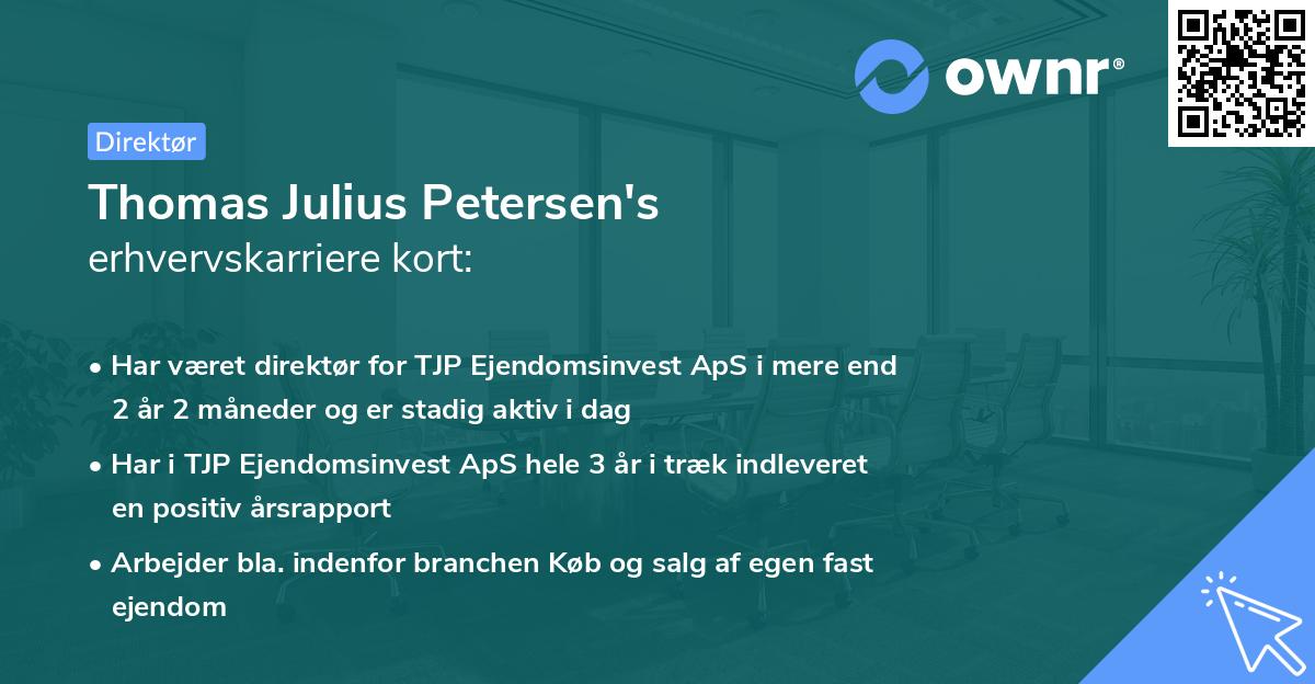 Thomas Julius Petersen's erhvervskarriere kort