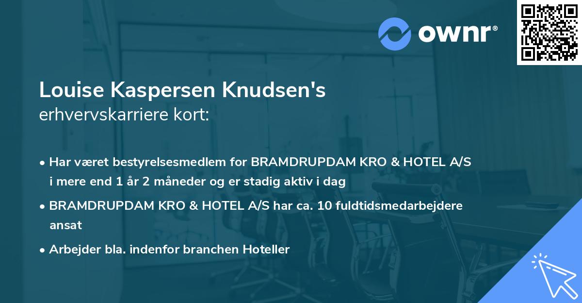 Louise Kaspersen Knudsen's erhvervskarriere kort