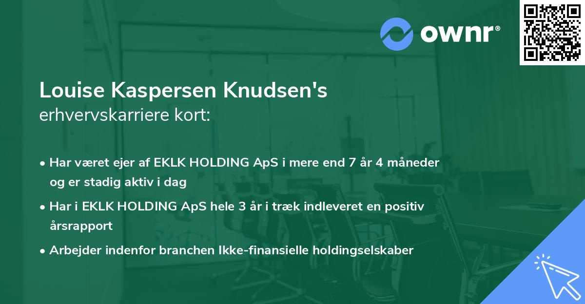 Louise Kaspersen Knudsen's erhvervskarriere kort