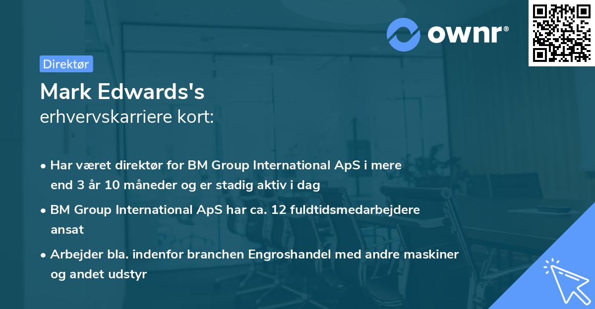 Mark Edwards's erhvervskarriere kort