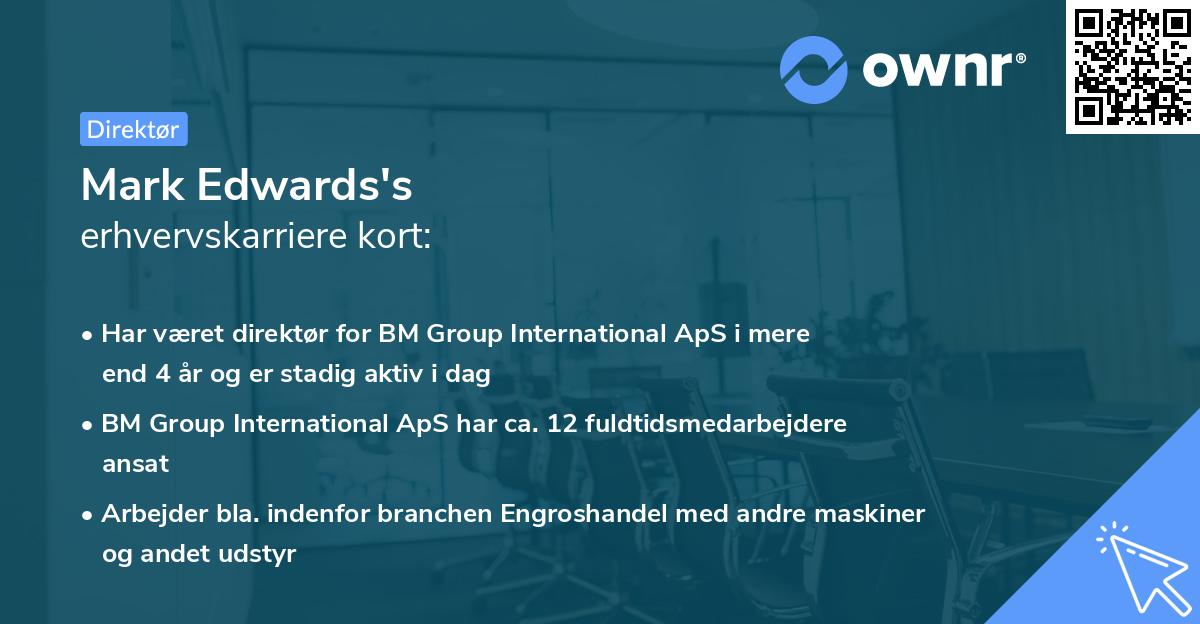 Mark Edwards's erhvervskarriere kort
