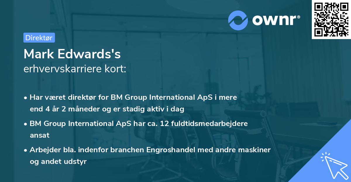 Mark Edwards's erhvervskarriere kort