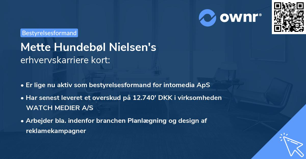 Mette Hundebøl Nielsen's erhvervskarriere kort