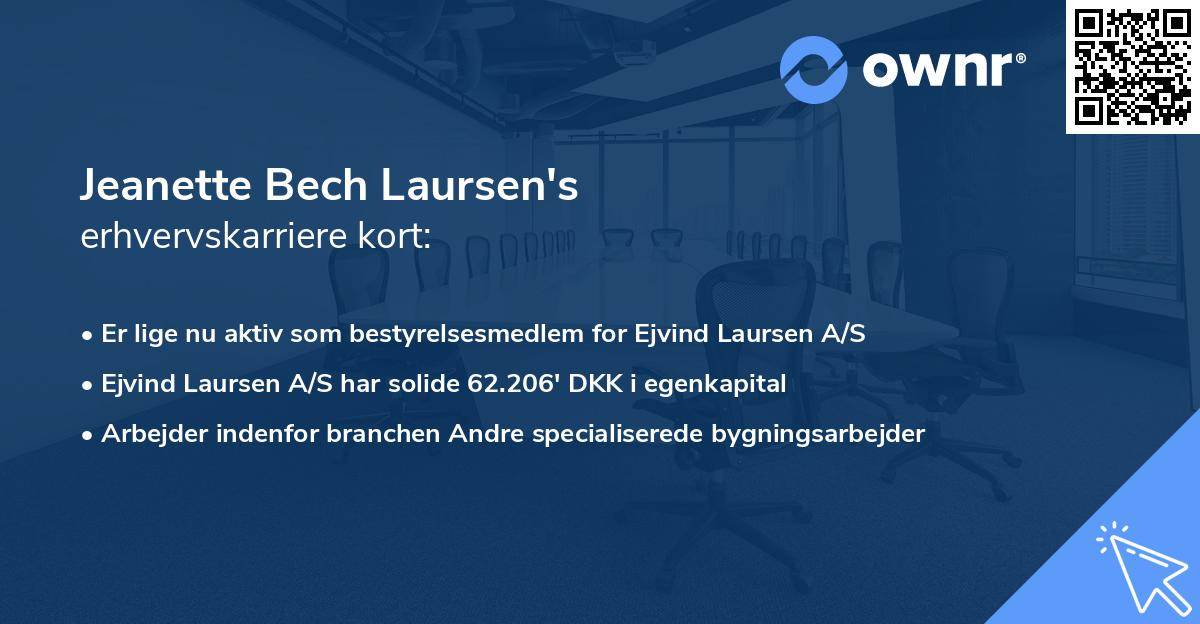 Jeanette Bech Laursen's erhvervskarriere kort