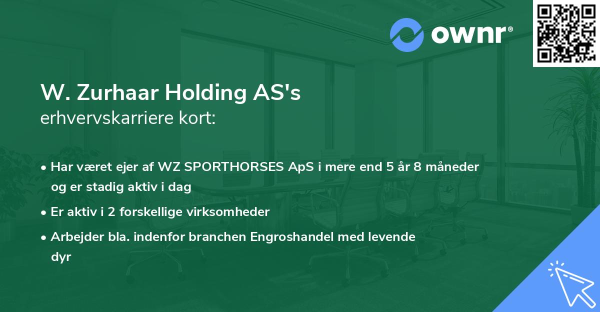 W. Zurhaar Holding AS's erhvervskarriere kort