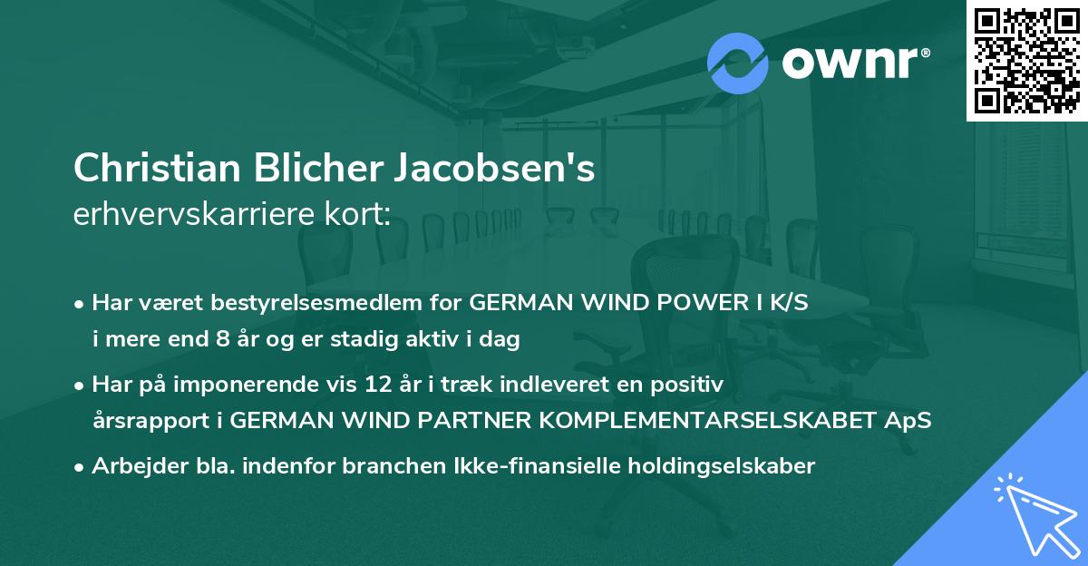 Christian Blicher Jacobsen's erhvervskarriere kort