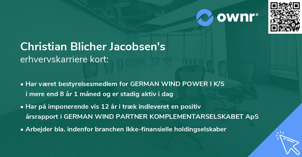 Christian Blicher Jacobsen's erhvervskarriere kort