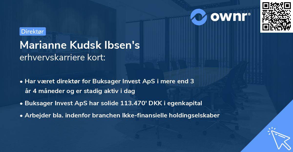 Marianne Kudsk Ibsen's erhvervskarriere kort