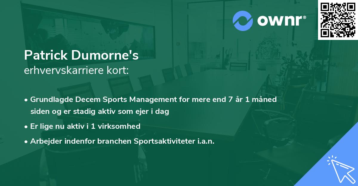 Patrick Dumorne's erhvervskarriere kort