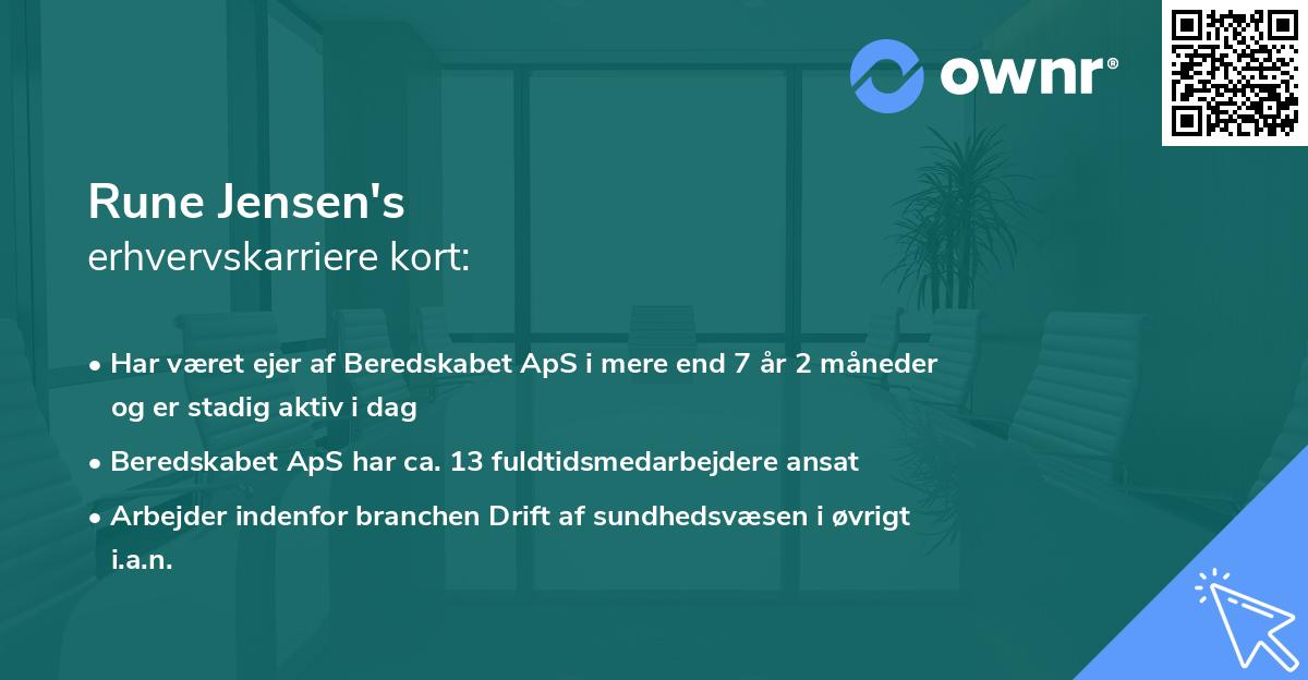 Rune Jensen's erhvervskarriere kort