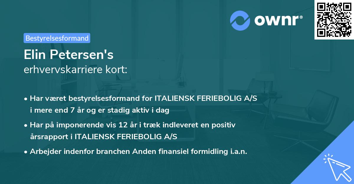 Elin Petersen's erhvervskarriere kort