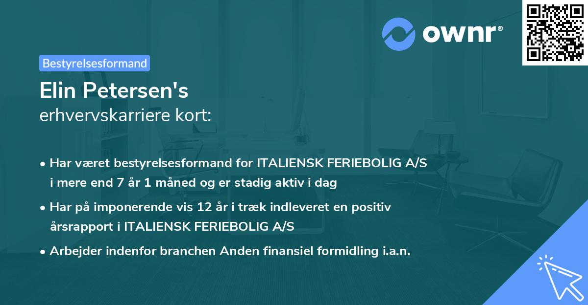 Elin Petersen's erhvervskarriere kort