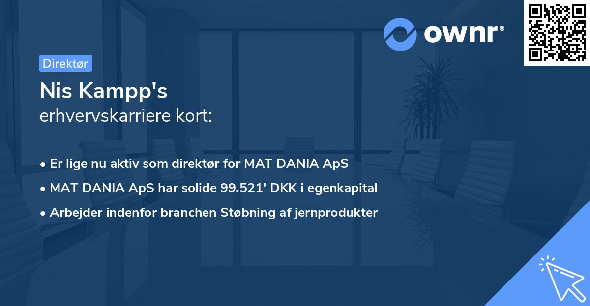 Nis Kampp's erhvervskarriere kort