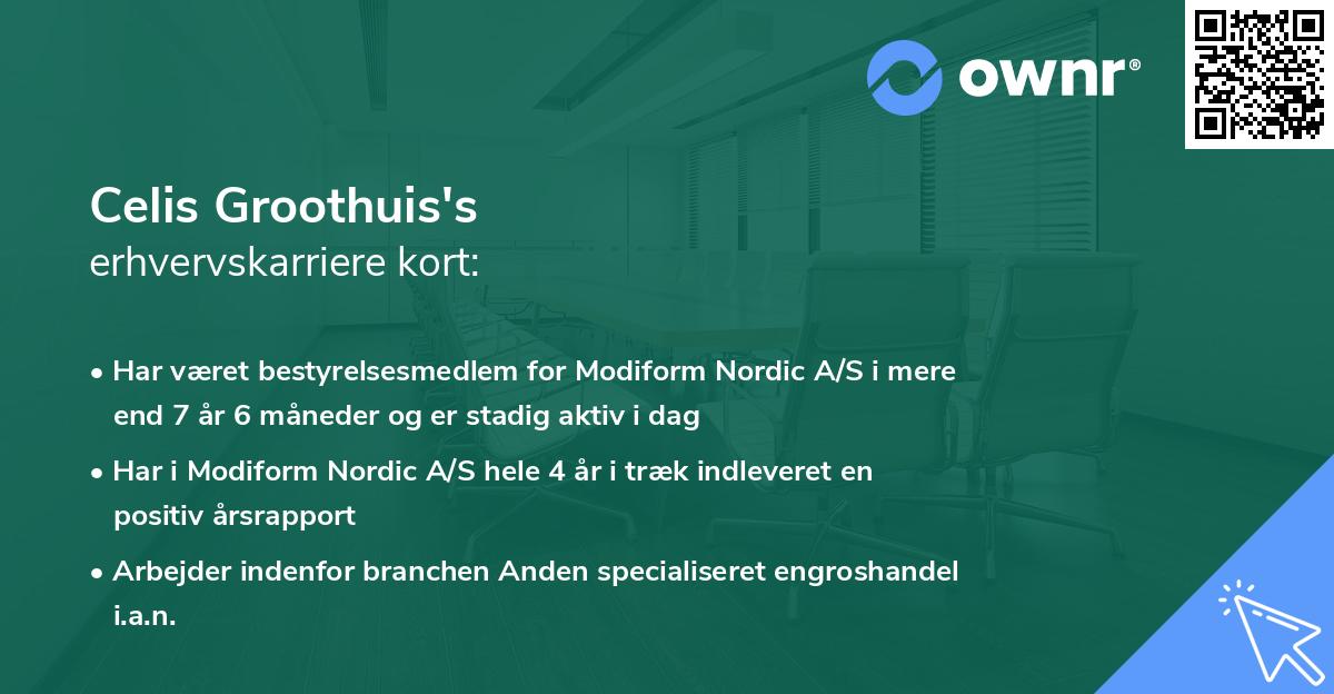 Celis Groothuis's erhvervskarriere kort
