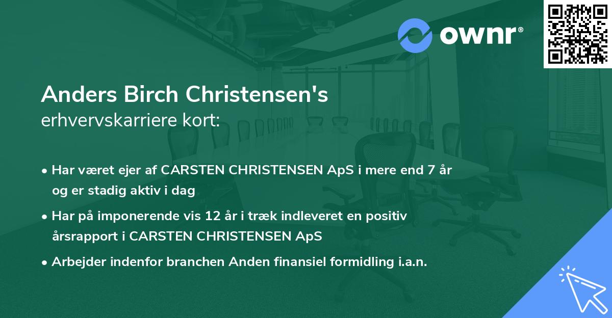Anders Birch Christensen's erhvervskarriere kort