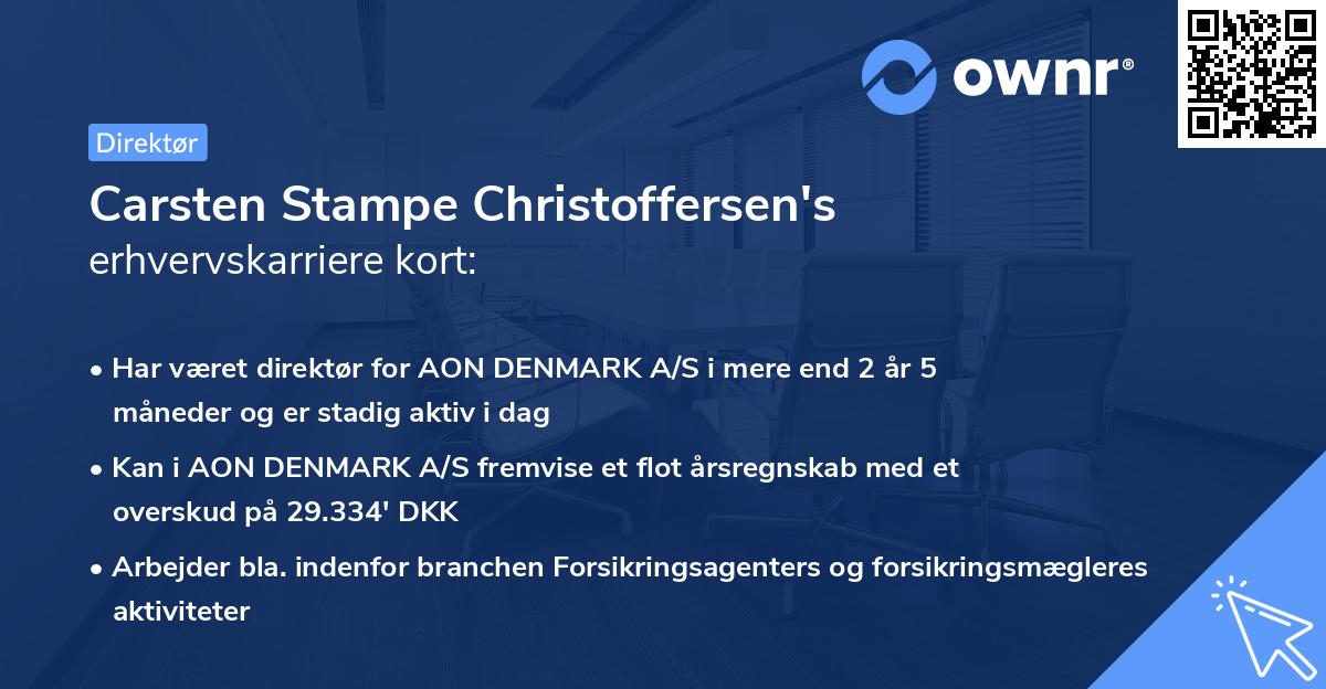 Carsten Stampe Christoffersen's erhvervskarriere kort