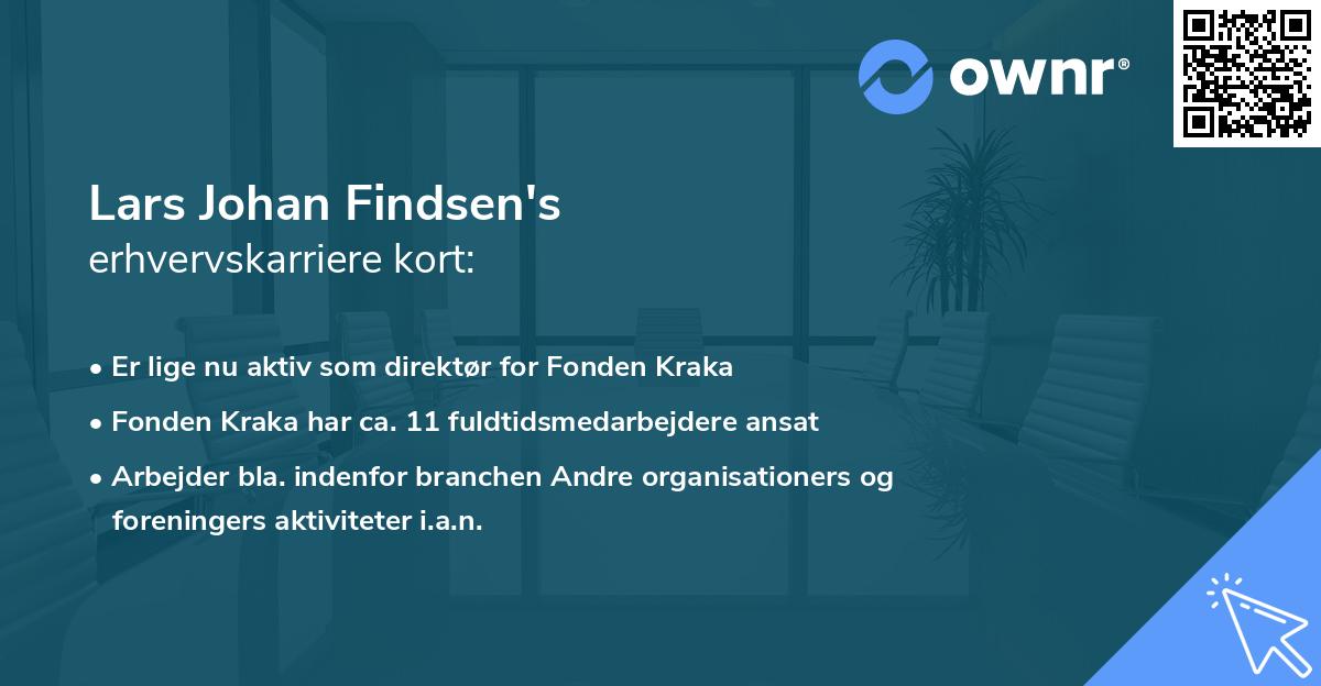 Lars Johan Findsen's erhvervskarriere kort