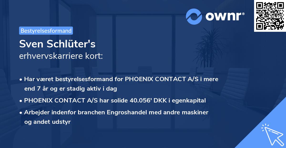 Sven Schlüter's erhvervskarriere kort