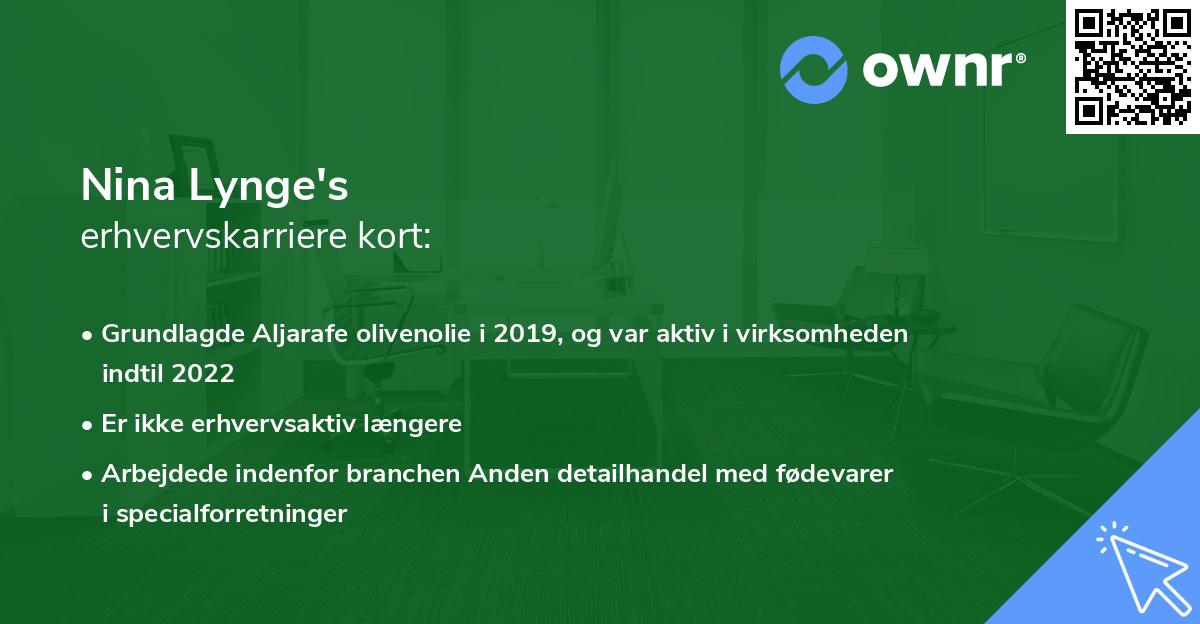 Nina Lynge's erhvervskarriere kort