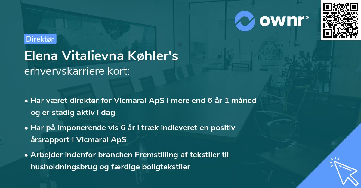 Elena Vitalievna Køhler's erhvervskarriere kort