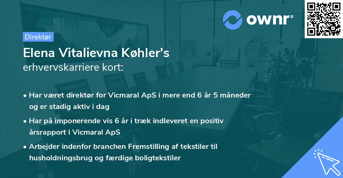 Elena Vitalievna Køhler's erhvervskarriere kort