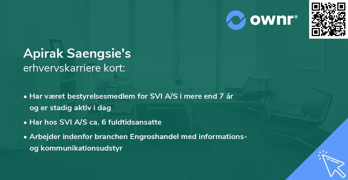 Apirak Saengsie's erhvervskarriere kort