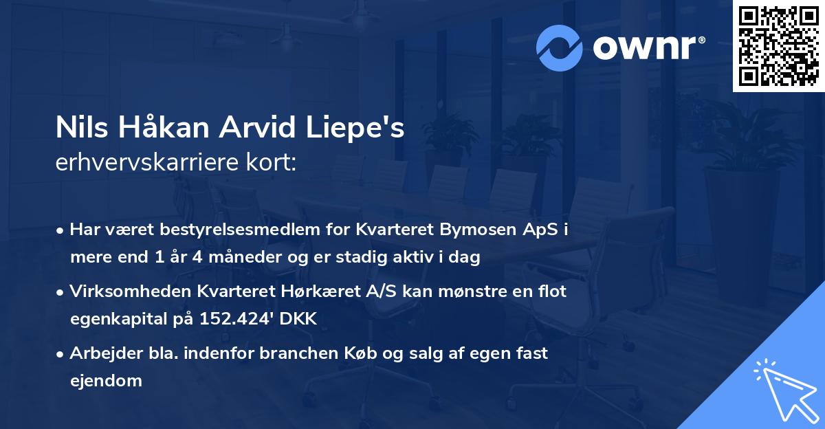 Nils Håkan Arvid Liepe's erhvervskarriere kort