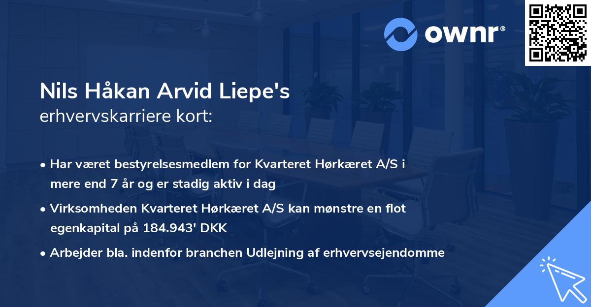 Nils Håkan Arvid Liepe's erhvervskarriere kort