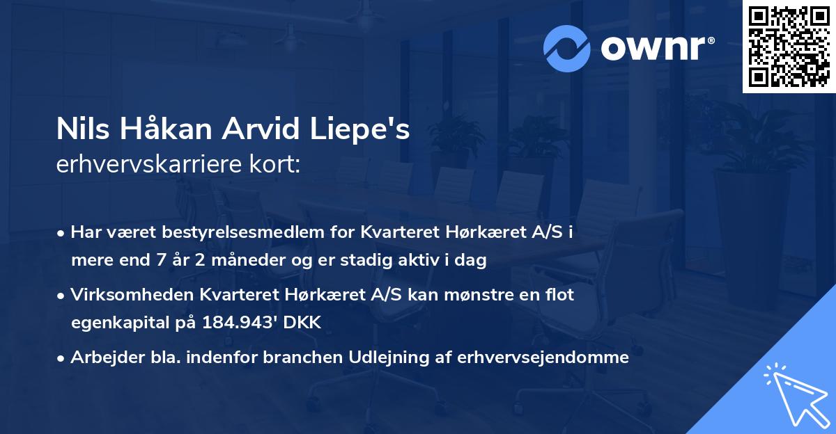 Nils Håkan Arvid Liepe's erhvervskarriere kort