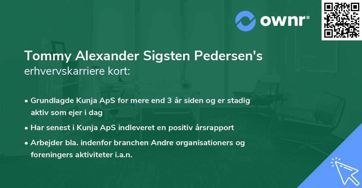 Tommy Alexander Sigsten Pedersen's erhvervskarriere kort