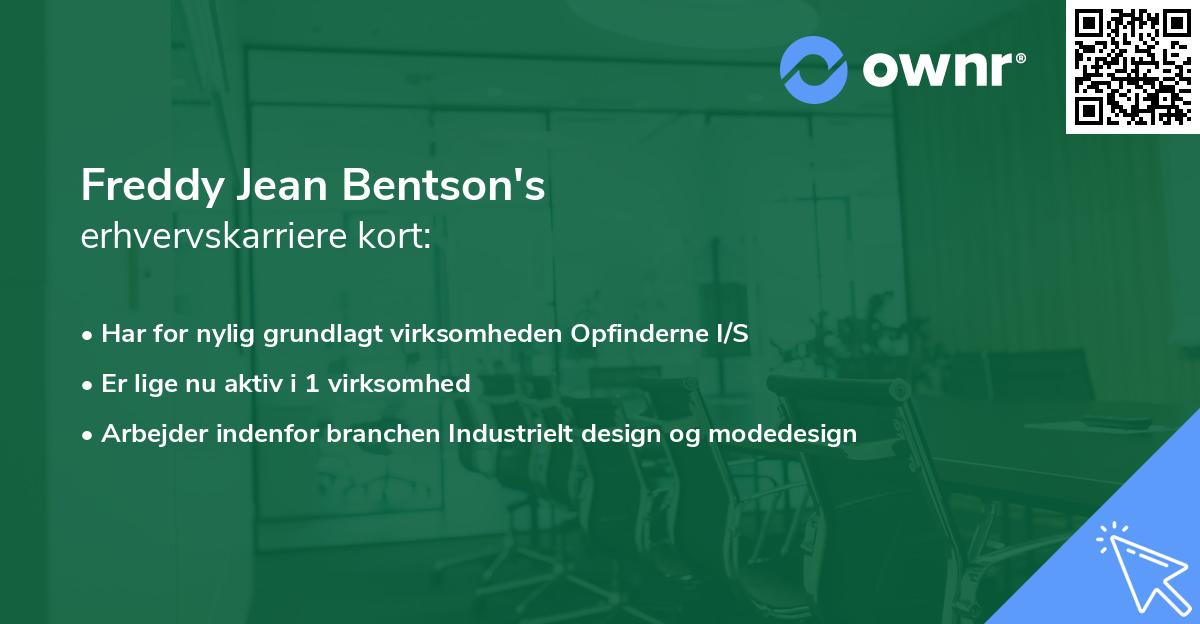Freddy Jean Bentson's erhvervskarriere kort