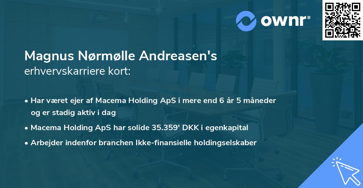 Magnus Nørmølle Andreasen's erhvervskarriere kort