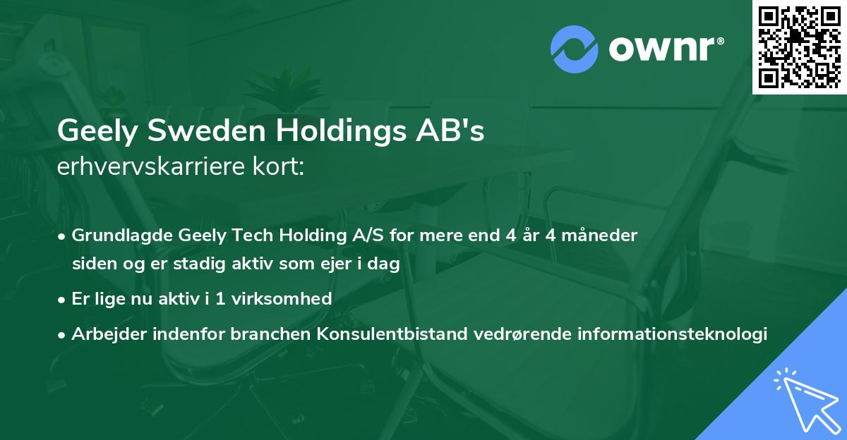 Geely Sweden Holdings AB's erhvervskarriere kort