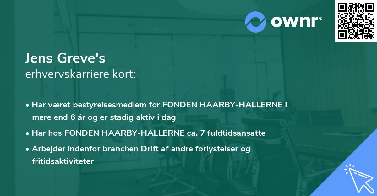 Jens Greve's erhvervskarriere kort