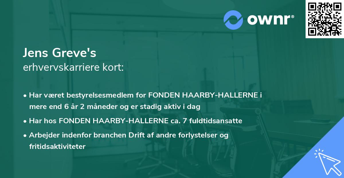 Jens Greve's erhvervskarriere kort