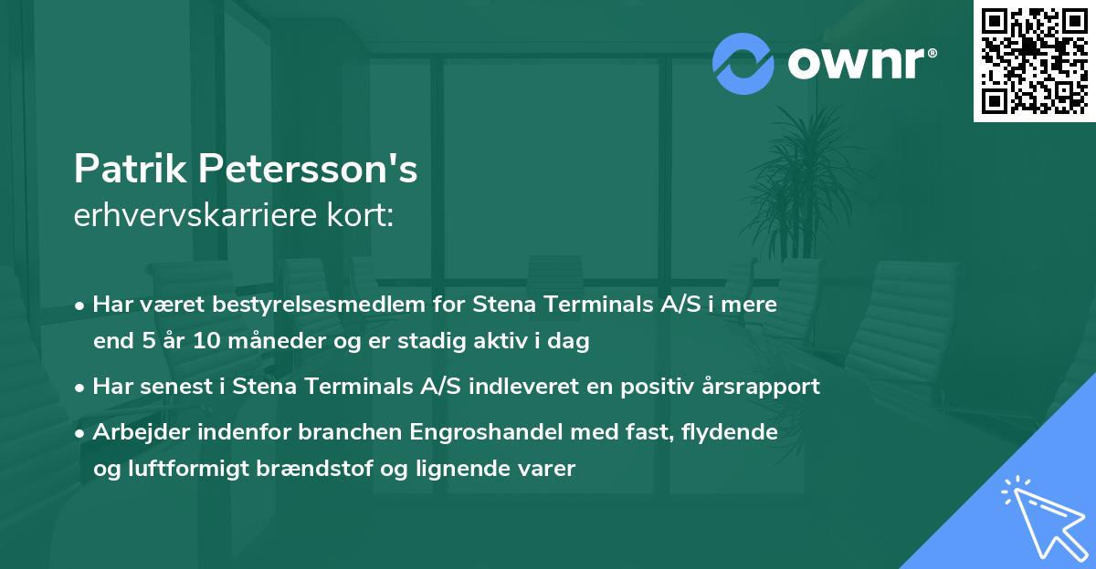 Patrik Petersson's erhvervskarriere kort
