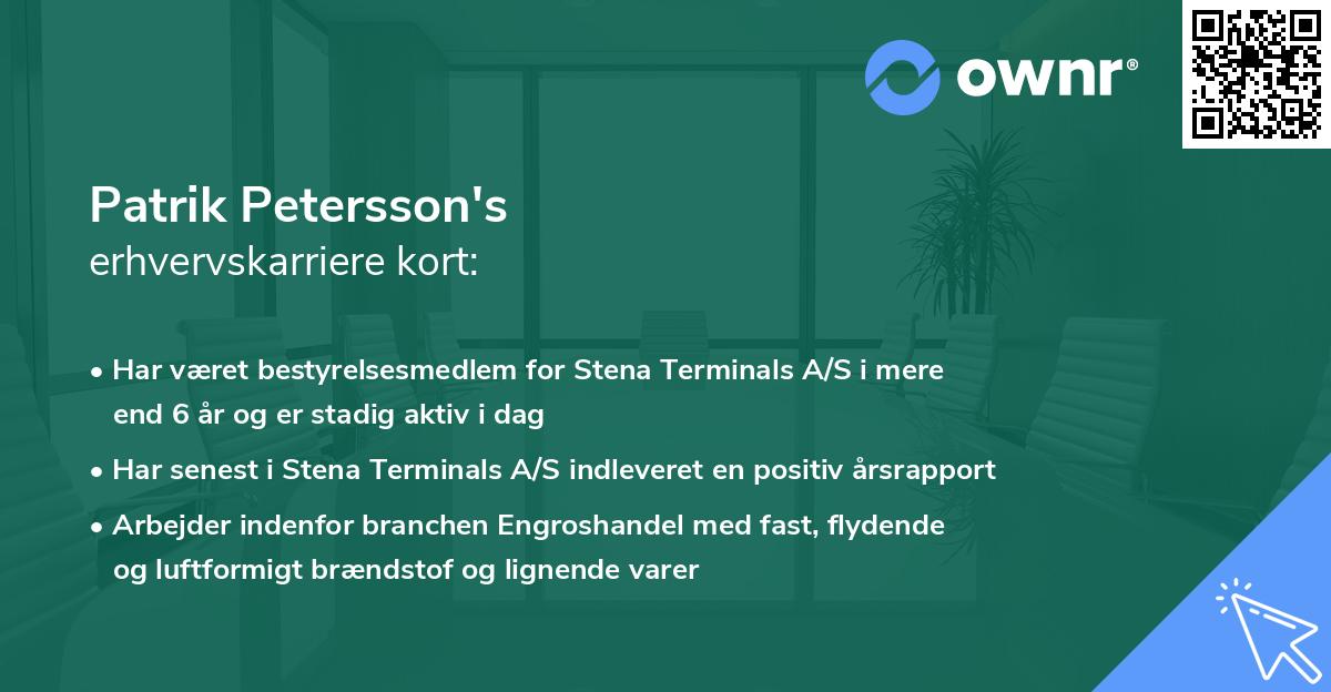 Patrik Petersson's erhvervskarriere kort
