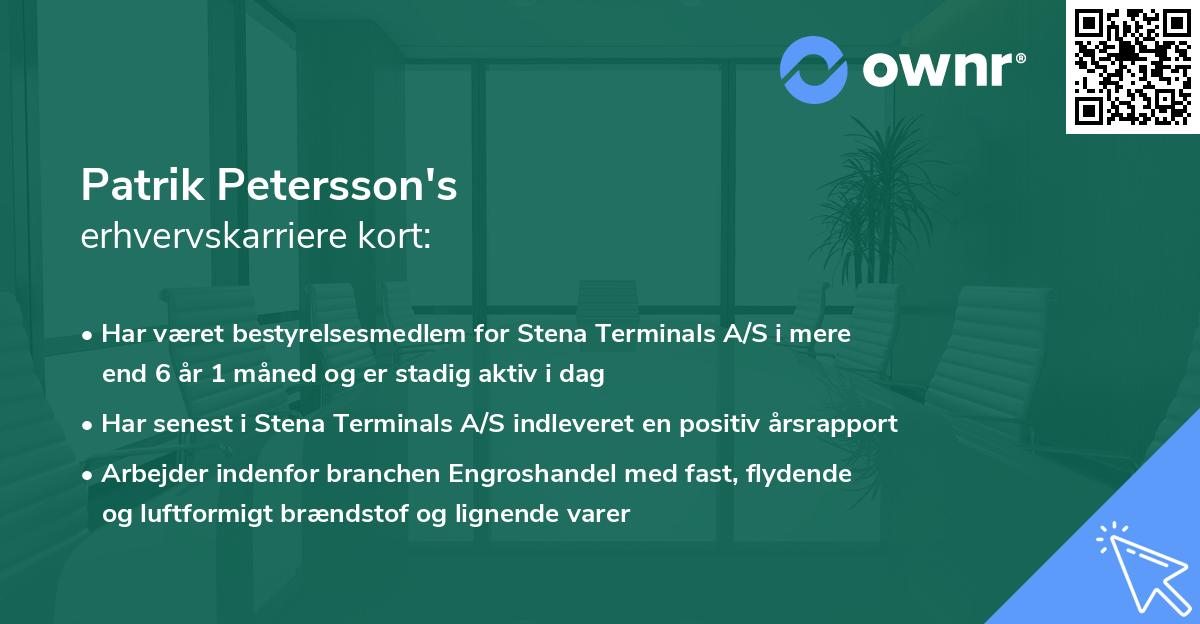 Patrik Petersson's erhvervskarriere kort