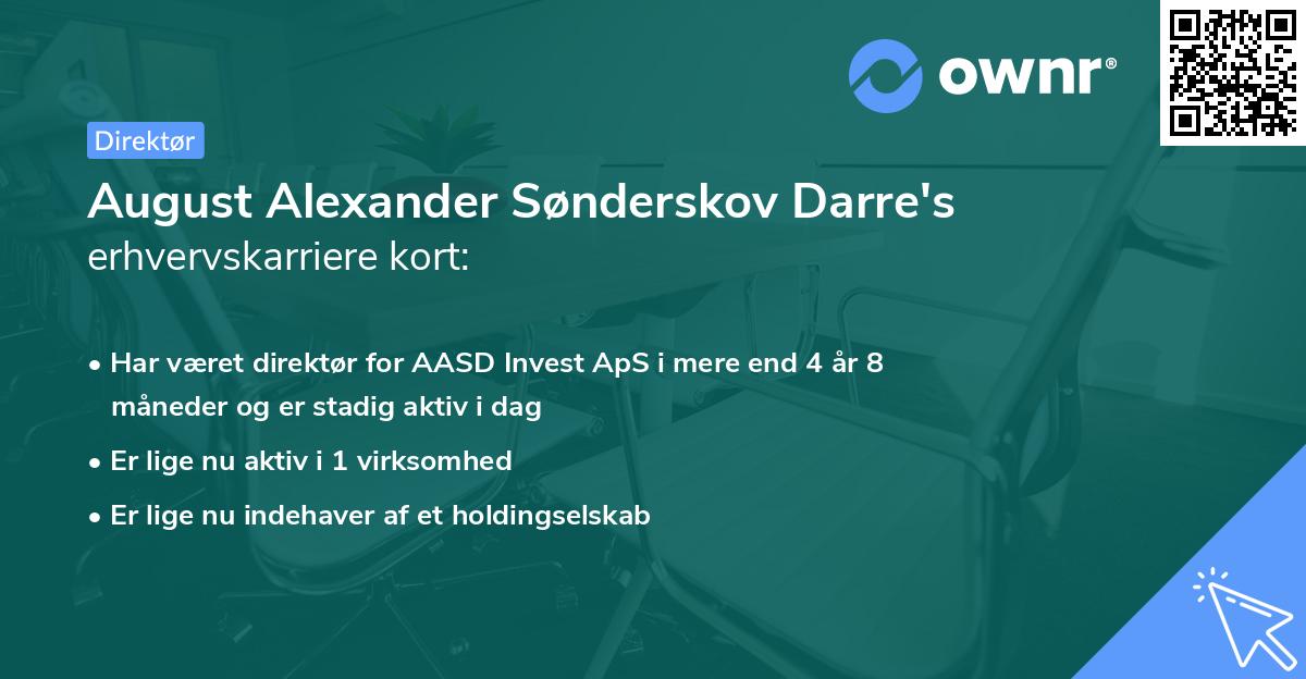 August Alexander Sønderskov Darre's erhvervskarriere kort