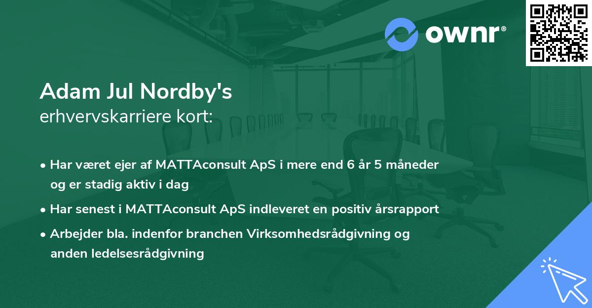 Adam Jul Nordby's erhvervskarriere kort