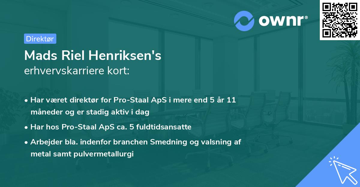 Mads Riel Henriksen's erhvervskarriere kort