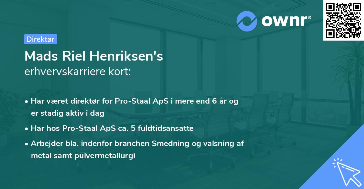 Mads Riel Henriksen's erhvervskarriere kort