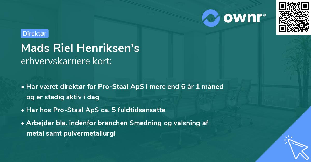 Mads Riel Henriksen's erhvervskarriere kort