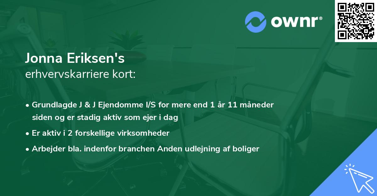 Jonna Eriksen's erhvervskarriere kort